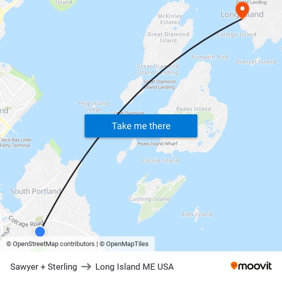 Sawyer + Sterling to Long Island ME USA map