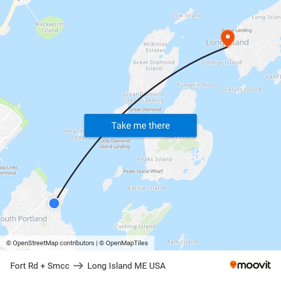 Fort Rd + Smcc to Long Island ME USA map