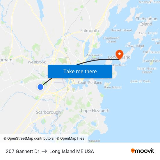 207 Gannett Dr to Long Island ME USA map