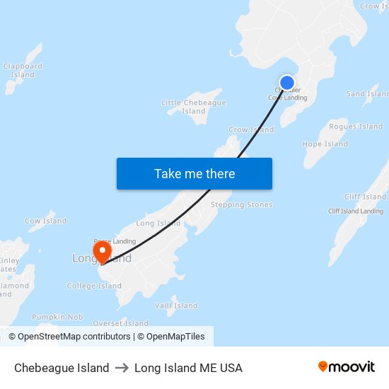 Chebeague Island to Long Island ME USA map