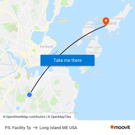 P.S. Facility Tp to Long Island ME USA map