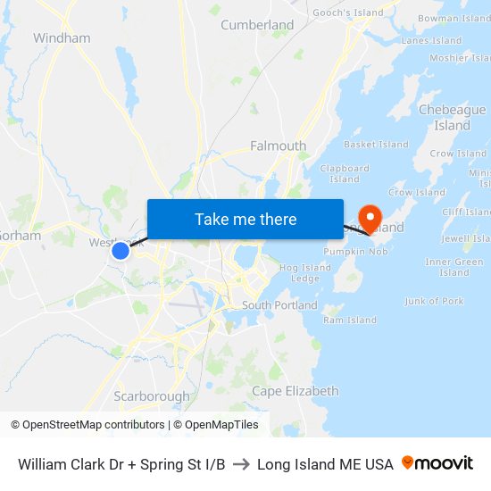 William Clark Dr + Spring St I/B to Long Island ME USA map
