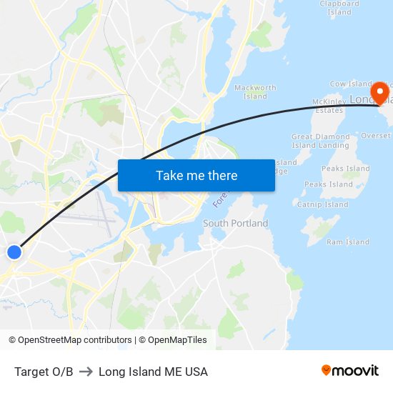 Target O/B to Long Island ME USA map