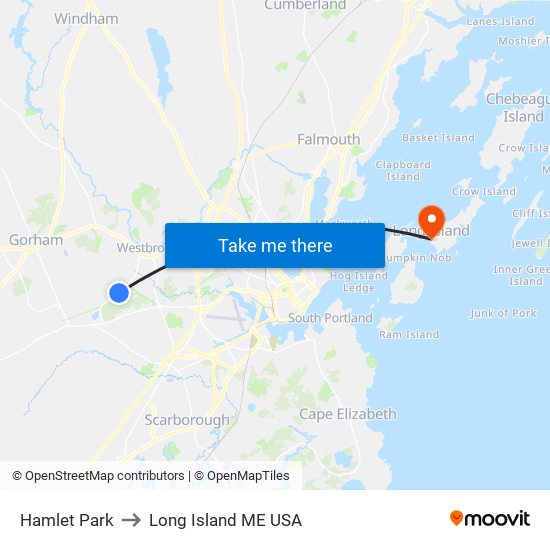 Hamlet Park to Long Island ME USA map