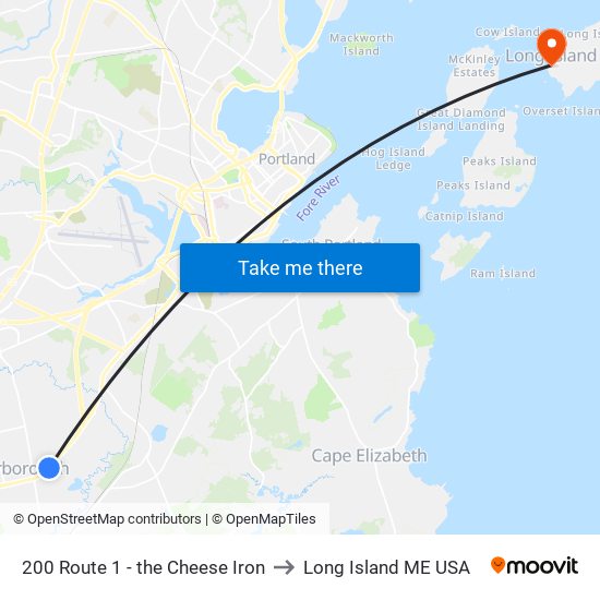 200 Route 1 - the Cheese Iron to Long Island ME USA map