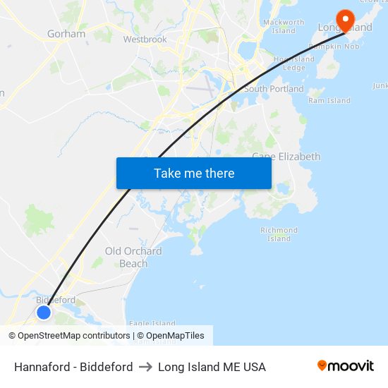 Hannaford - Biddeford to Long Island ME USA map