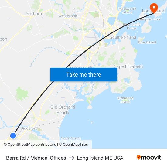 Barra Rd / Medical Offices to Long Island ME USA map