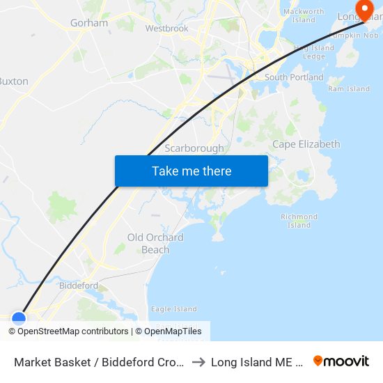 Market Basket / Biddeford Crossing to Long Island ME USA map