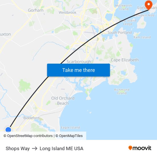 Shops Way to Long Island ME USA map
