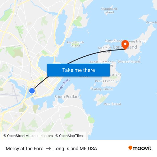 Mercy at the Fore to Long Island ME USA map