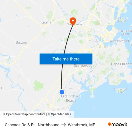 Cascade Rd & Et - Northbound to Westbrook, ME map