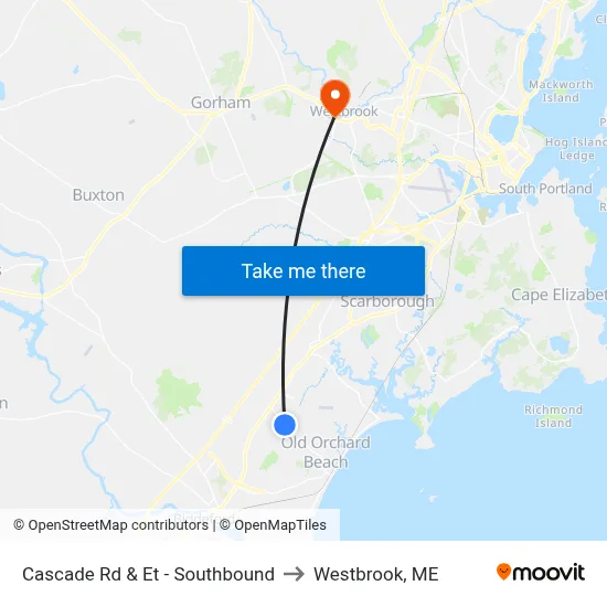 Cascade Rd & Et - Southbound to Westbrook, ME map