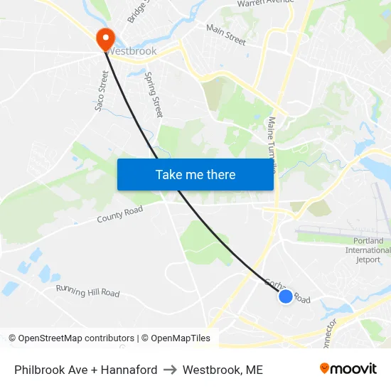Philbrook Ave + Hannaford to Westbrook, ME map