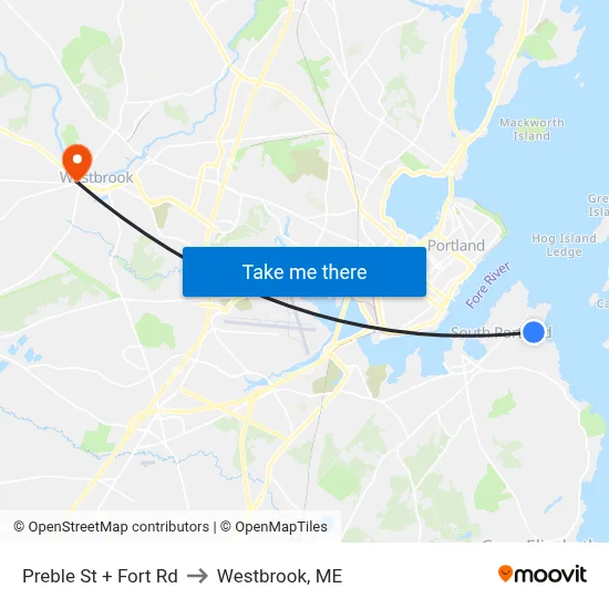 Preble St + Fort Rd to Westbrook, ME map
