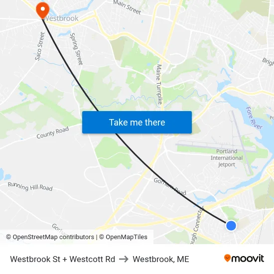 Westbrook St + Westcott Rd to Westbrook, ME map