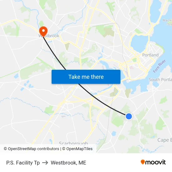 P.S. Facility Tp to Westbrook, ME map