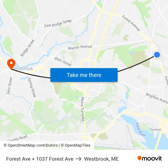Forest Ave + 1037 Forest Ave to Westbrook, ME map