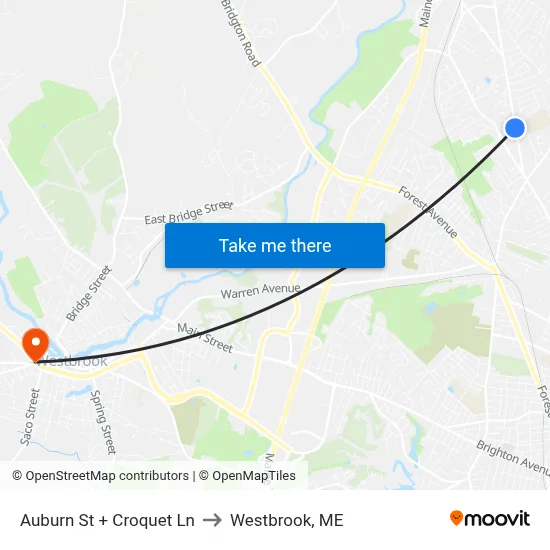 Auburn St + Croquet Ln to Westbrook, ME map