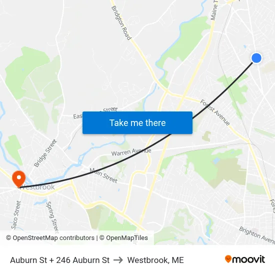 Auburn St + 246 Auburn St to Westbrook, ME map