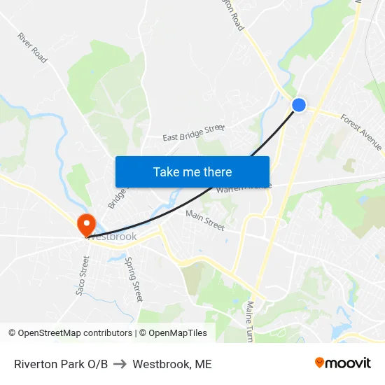 Riverton Park O/B to Westbrook, ME map