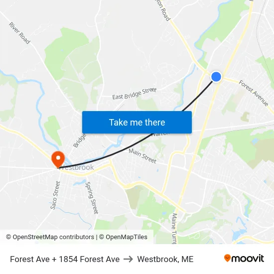 Forest Ave + 1854 Forest Ave to Westbrook, ME map