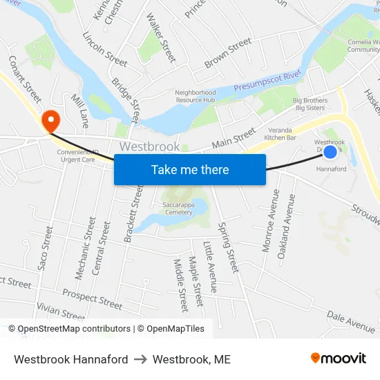 Westbrook Hannaford to Westbrook, ME map