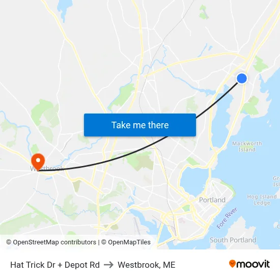 Hat Trick Dr + Depot Rd to Westbrook, ME map