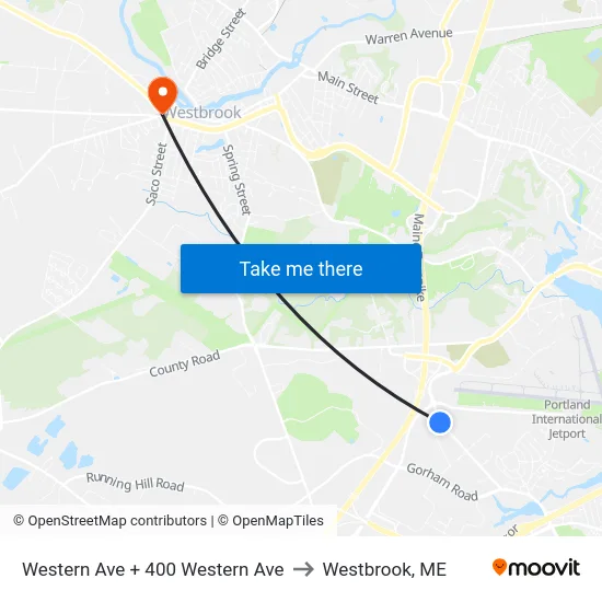 Western Ave + 400 Western Ave to Westbrook, ME map