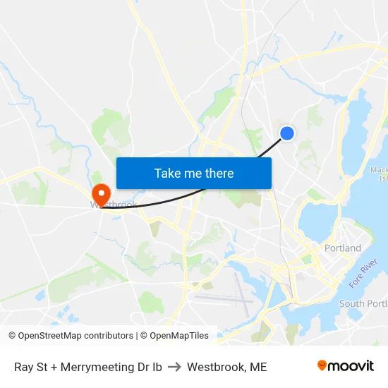 Ray St + Merrymeeting Dr Ib to Westbrook, ME map