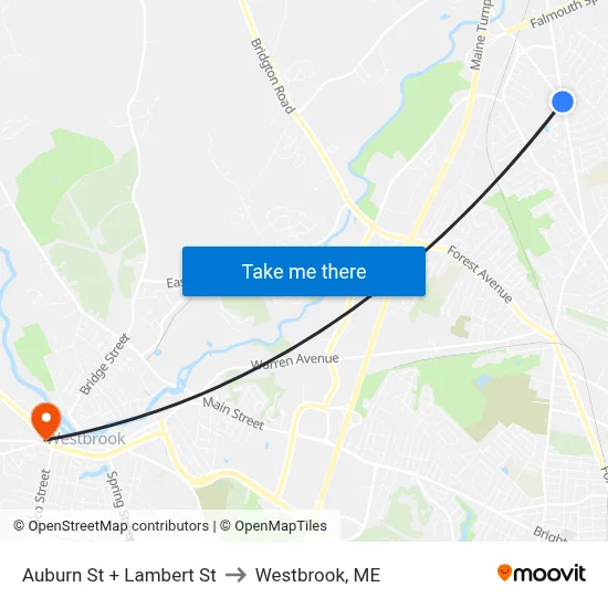 Auburn St + Lambert St to Westbrook, ME map