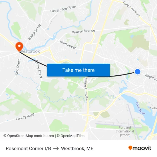 Rosemont Corner I/B to Westbrook, ME map
