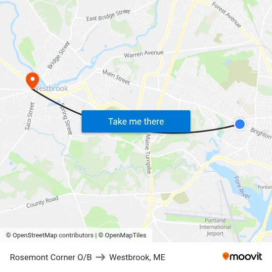 Rosemont Corner O/B to Westbrook, ME map