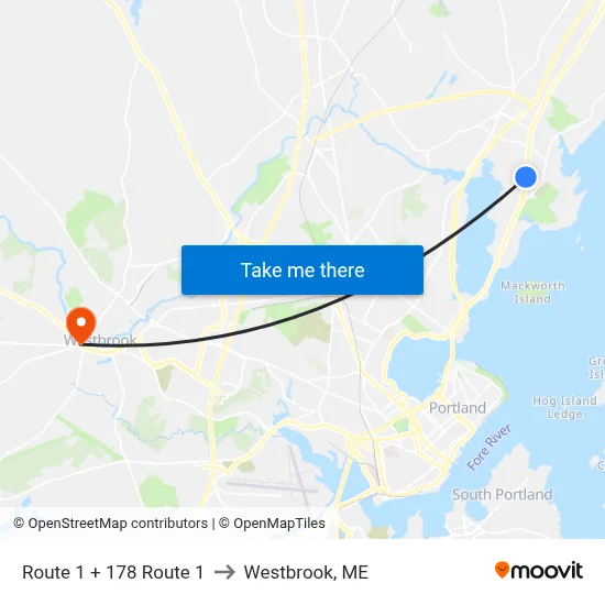 Route 1 + 178 Route 1 to Westbrook, ME map