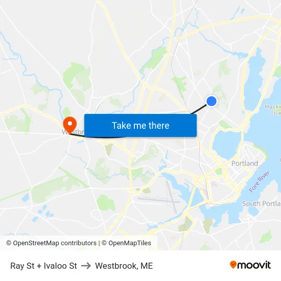 Ray St + Ivaloo St to Westbrook, ME map