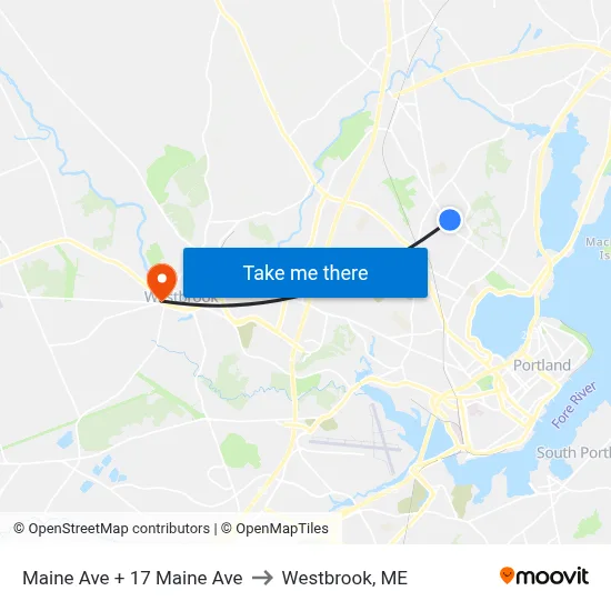 Maine Ave + 17 Maine Ave to Westbrook, ME map