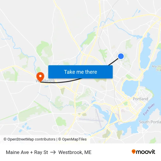 Maine Ave + Ray St to Westbrook, ME map