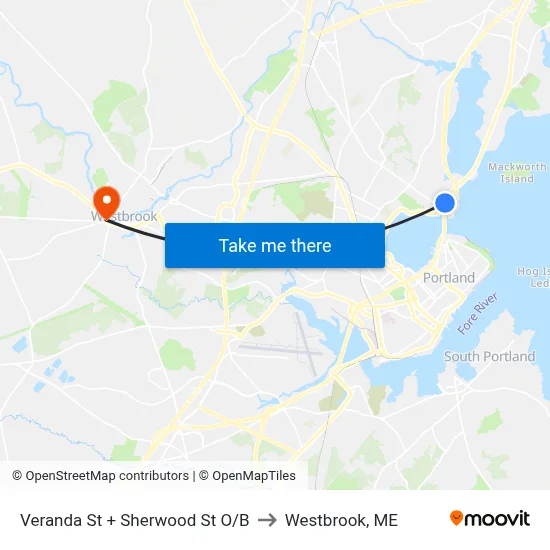 Veranda St + Sherwood St O/B to Westbrook, ME map