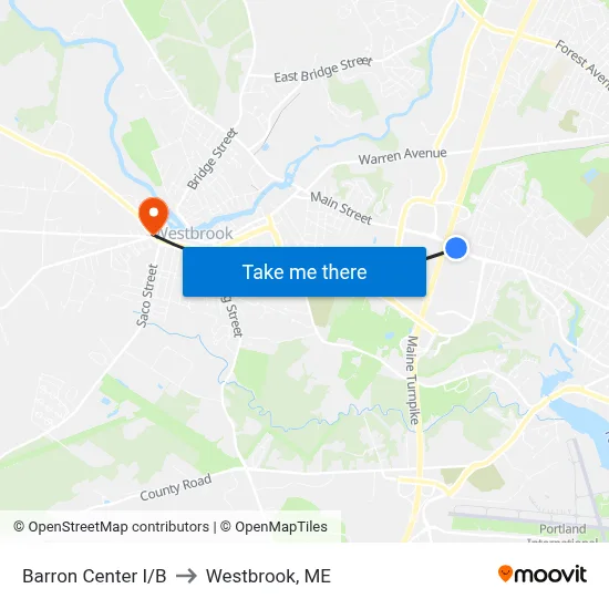 Barron Center I/B to Westbrook, ME map