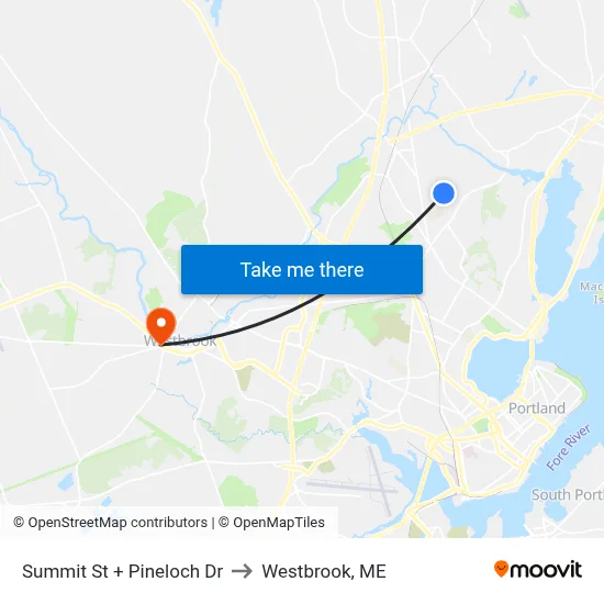Summit St + Pineloch Dr to Westbrook, ME map