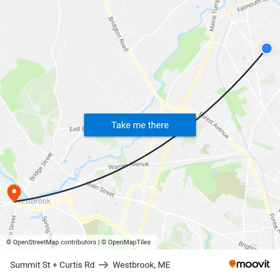 Summit St + Curtis Rd to Westbrook, ME map