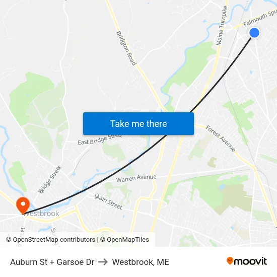 Auburn St + Garsoe Dr to Westbrook, ME map