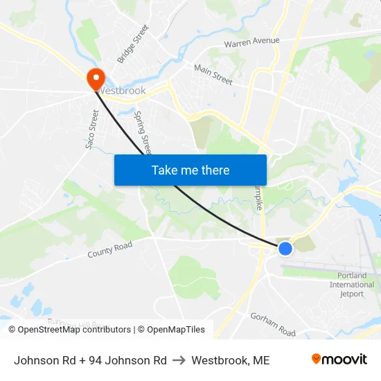 Johnson Rd + 94 Johnson Rd to Westbrook, ME map