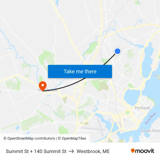 Summit St + 140 Summit St to Westbrook, ME map