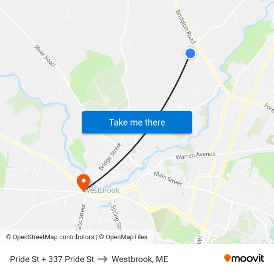 Pride St + 337 Pride St to Westbrook, ME map