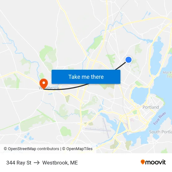 344 Ray St to Westbrook, ME map