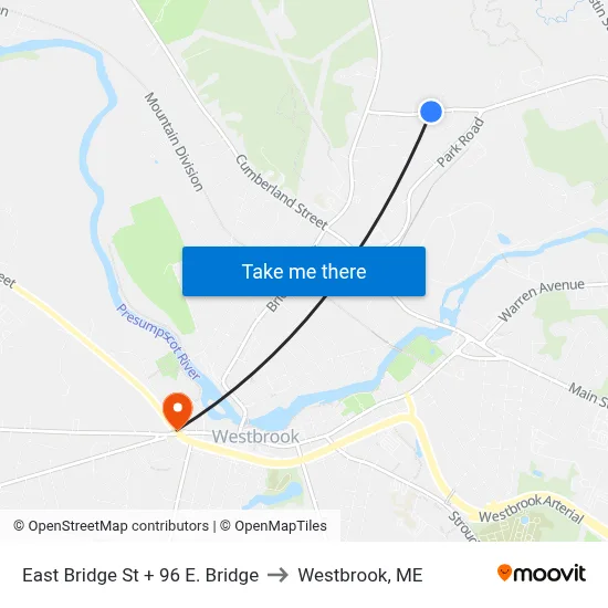 East Bridge St + 96 E. Bridge to Westbrook, ME map