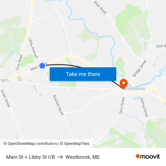 Main St + Libby St I/B to Westbrook, ME map