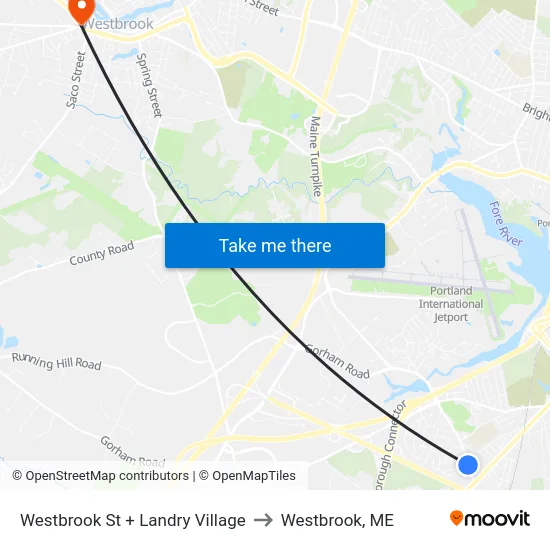 Westbrook St + Landry Village to Westbrook, ME map