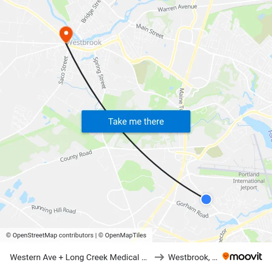 Western Ave + Long Creek Medical Center to Westbrook, ME map