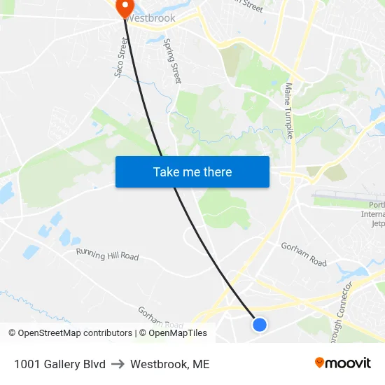 1001 Gallery Blvd to Westbrook, ME map